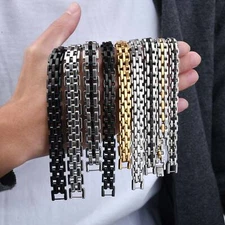 Mens Bracelets Stainless Steel Wrist Link Watchband Strap Chain 11mm Width