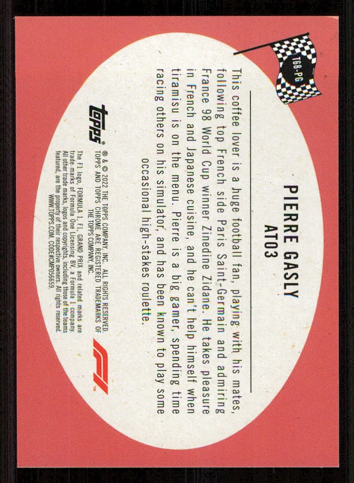2022 Topps Chrome Formula 1 '68 Topps Hot Rods #T68PG Pierre Gasly - Image 2 of 2