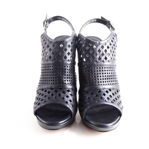 HUGO BOSS Cage Sandali con Cinturino Tacco Alto Nero Pelle Donna US 7.5 Eu 37.5 - Foto 3 di 8