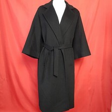 Linea Black Wool Belted 3/4 Sleeve Coat Size 10
