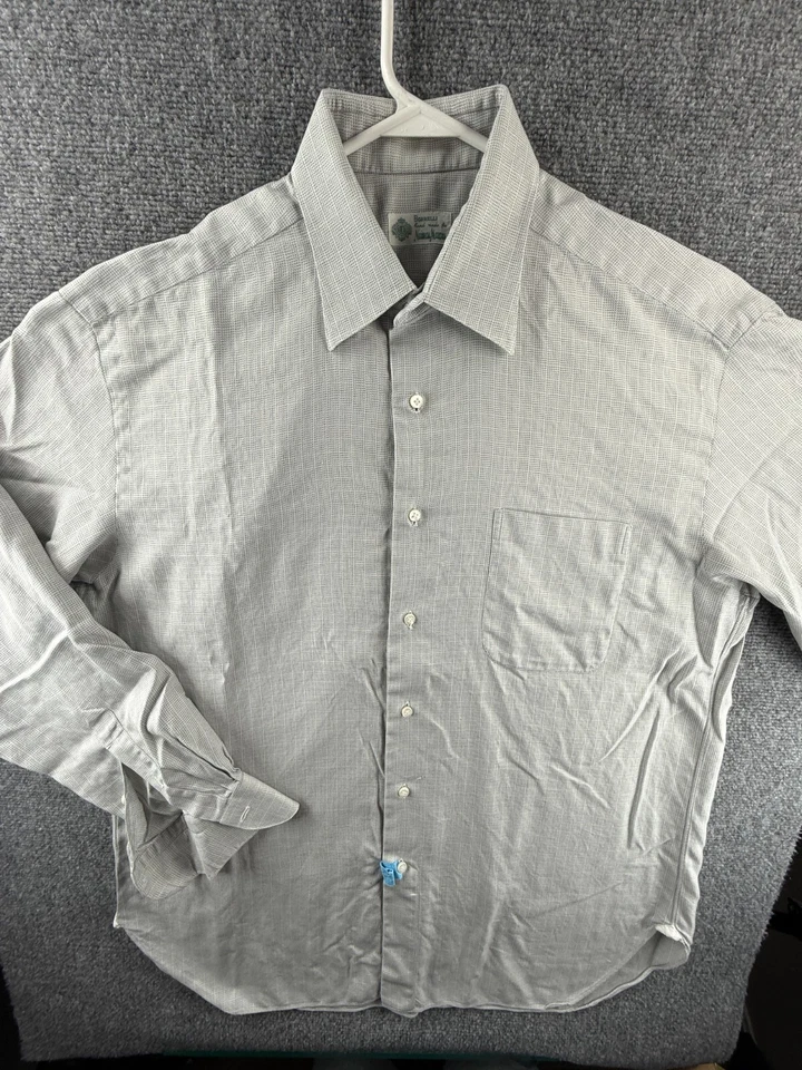 Camisa Luigi Borrelli para Neiman Marcus cinza xadrez com botões Itália 16,5 algodão - Imagem 2 de 4