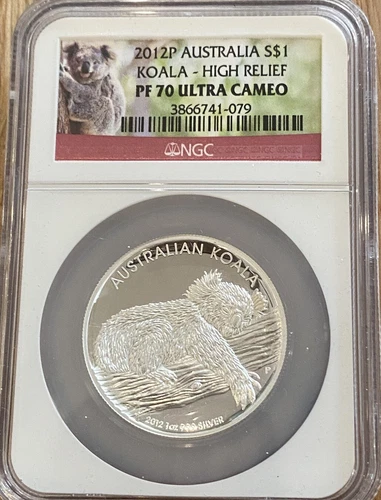 2012 Australia S $1 Koala NGC High Relief PF 70 Ultra Cameo, 1025