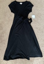 NWT A Glow Maternity Nursing Wrap Dress XS Black Little Black Dress 