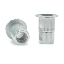 #10-32, 1/4-20, 5/16-18, 3/8-16 Ribbed Low Profile Head Rivet Nuts - Aluminium