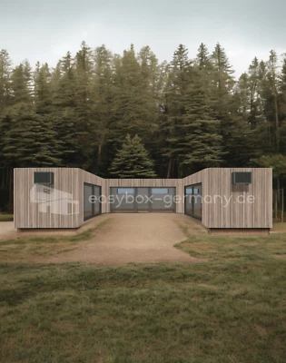 Universalcontainer Wohnmodul maßgeschneidert Tiny House 7x12 U-Form - Bild 1 von 4