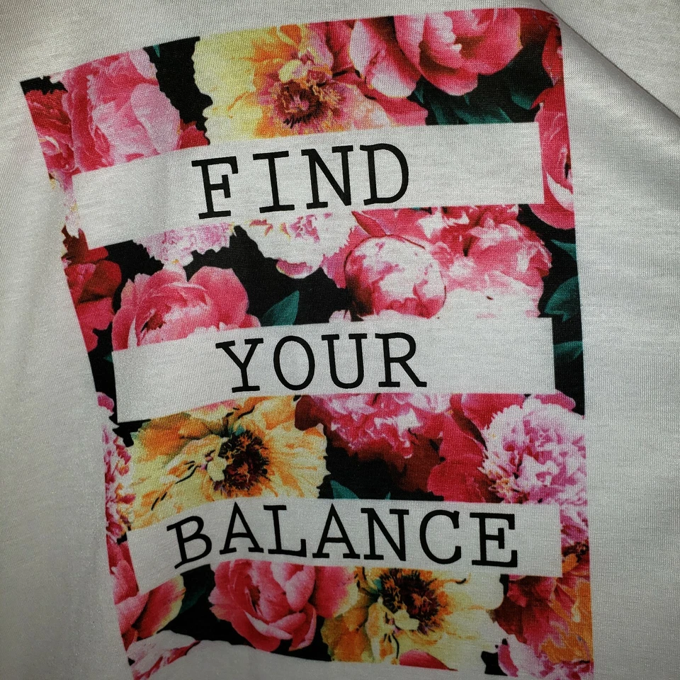 Camiseta Ideology Mujer Encuentra Tu Equilibrio Gráfica Correr Fitness Talla Mediana Foto 4 de 4