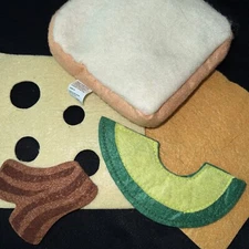 Antsy Pants Play Food Felt Replacement Sandwich Bread Slice Cheese Avocado Bacon