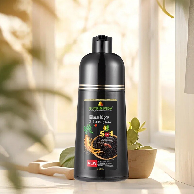 Dark Chocolate Hair Dye Shampoo Instant 5 In 1 +100% Grey Coverage