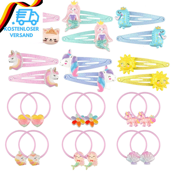 24 StüCk Haarspangen Haargummis MäDchen, Glitzer Haarschmuck MäDchen, Haarspange-image