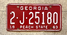 1963 GEORGIA license plate – DEKALB CO – ORIGINAL SHARP vintage antique car tag