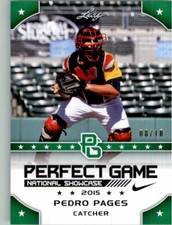 PEDRO PAGES 2015 Leaf Perfect Game NIKE All-American SHOWCASE GREEN Rookie #/10