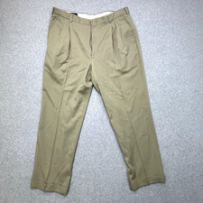 Brooks Brothers Pants Men's 38x30 Beige 100% Wool Pleated Dress Made In USA Flaw