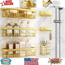 Durable 6-Piece Shower Caddy Set: Mildew Resistant  Easy Installation in Gold