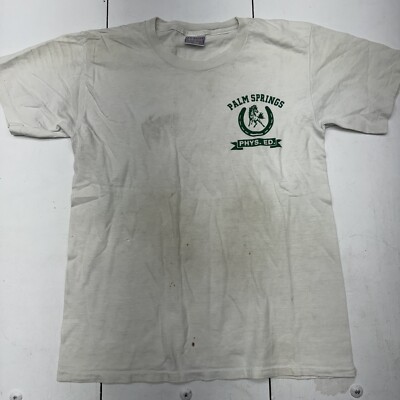 Vintage All Sport Events White Palm Springs Phys. Ed Graphic TShirt Adult Size M