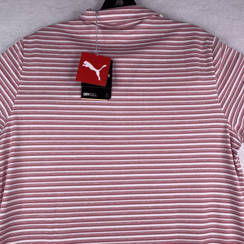 Puma Women’s Size XXL Red White Striped Short Sleeve Performance Polo T Shirt - Picture 5 of 10