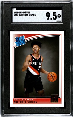 2018-19 Panini Donruss #186 Anfernee Simons Rookie SGC 9.5 MINT+