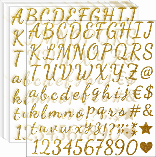 790 Pieces 10 Sheets Self Adhesive Glitter Alphabet Letter Stickers for Classroo