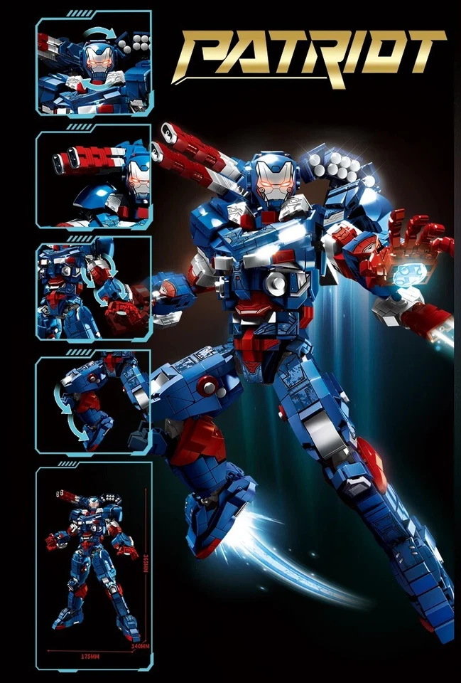 Nuevo Juego de Ladrillos Mecha Robot Superhéroes - Iron Man & Patriot Bloques de Construcción Juguetes Foto 3 de 4