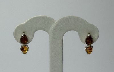 AMBER Stone EARRINGS with Sterling Silver.Cognac Amber Earrings.Amber Studs