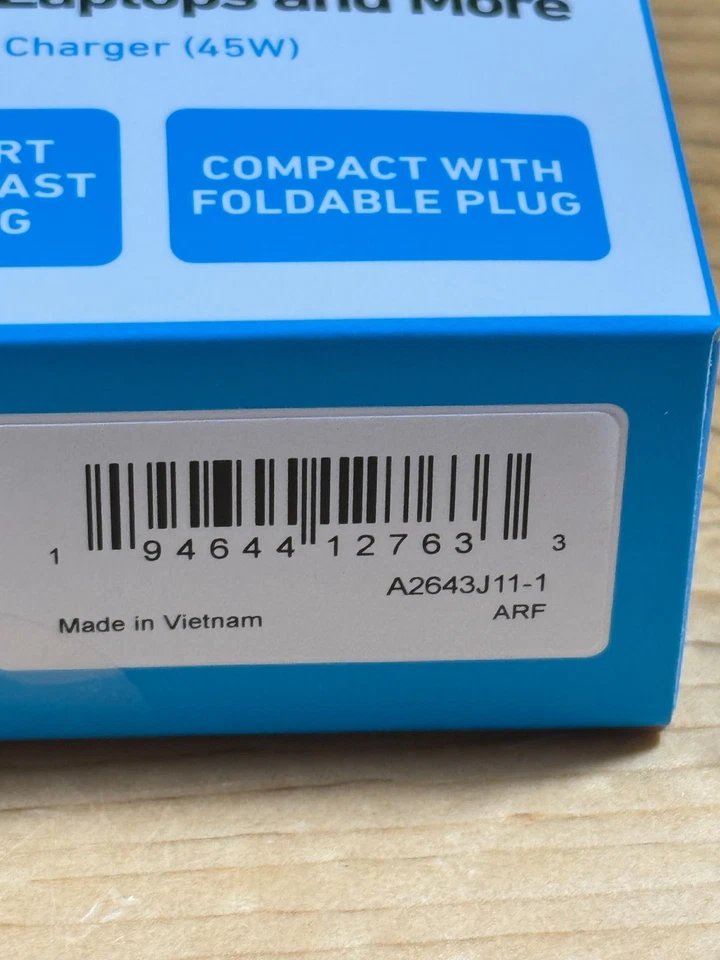 LOT 2 ANKER GaN 45W USB-C PD Super Fast Wall Charger ANA2643J11-1 - NEW SEALED - Image 3 of 3