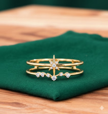 0.120ct Galaxy Starburst Moissanite Engagement Ring Vintage Starry Sky Ring