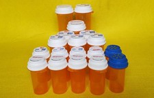 Lot of 18 Empty Amber Rx PILL BOTTLES Clean 5 sizes Arts Craft Storage Organize 