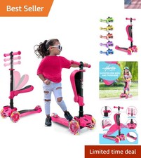 3-Wheeled Scooter for Kids - Wheel LED Lights, Adjustable Lean-to-Steer Handl...