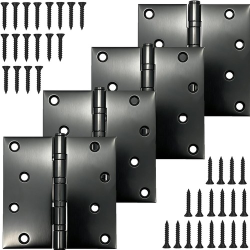 4 Pack 3.5" x 3.5" Ball Bearing Door Hinges Stainless Steel Matte Black 3.5in - Picture 9 of 20