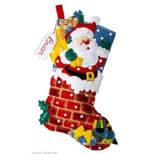 Bucilla Felt Applique Stocking Kit, Jolly Chimney 1, Santa
