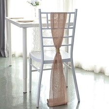 5 pcs DUSTY ROSE 6" x 108" Faux Burlap Chair Sashes Wedding Decorations