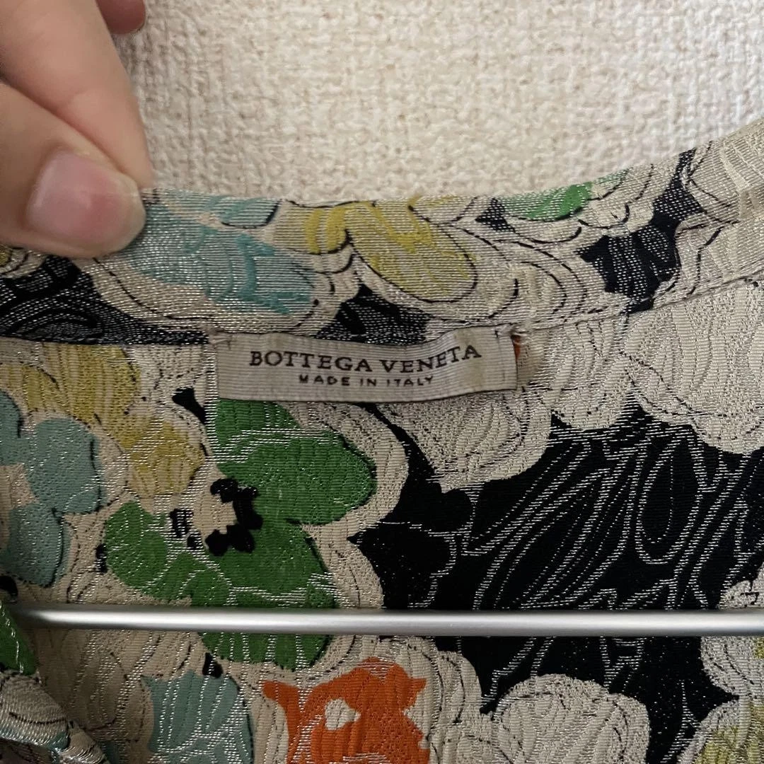 Abito smanicato Bottega Veneta floreale seta taglia 38 cravatta vita look elegante