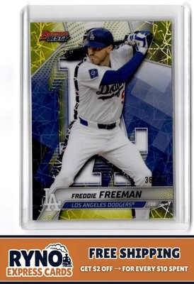 Freddie Freeman 2025 Bowman's Best #52 Yellow Lazer Refractors #/75