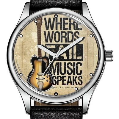 Gitarrenliebhaber Where Words Fail Musik Trendy 38mm Zifferblatt Armbanduhr