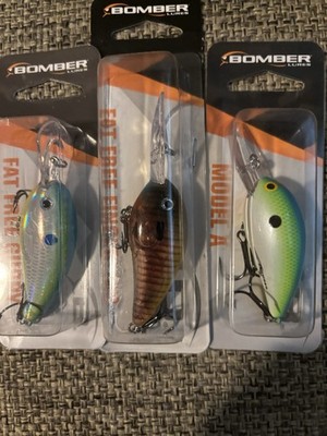 Bomber Model A Crankbait 2 1/4in 1/2oz Green/White 6ft Lot of 3