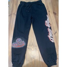 Dry Rot Black Graphic Sweatpants Mens Large Snake 8-Ball Logo Joggers Streetwear