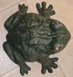 Large Painted Vintage Cast Iron Frog