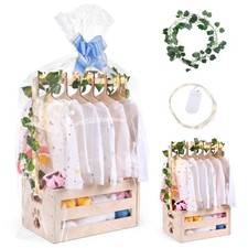 Wooden Baby Shower Crate Closet, Baby Basket with Handle Baby Storage Crate H...