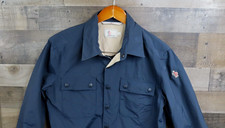 Moncler Grenoble Shirt Mens Large Blue Nylon Cotton Long Sleeve Snap Button Up