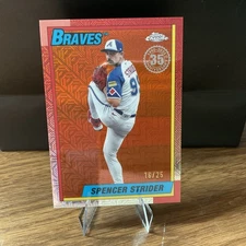 Spencer Strider 2025 Topps Series 2 Chrome 35th Anniversary 1990 Orange Mojo /25