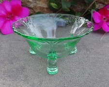Heisey Glass Empress MOONGLEAM Open Salt Dip, Cellar, Dish w/Dolphin Feet!