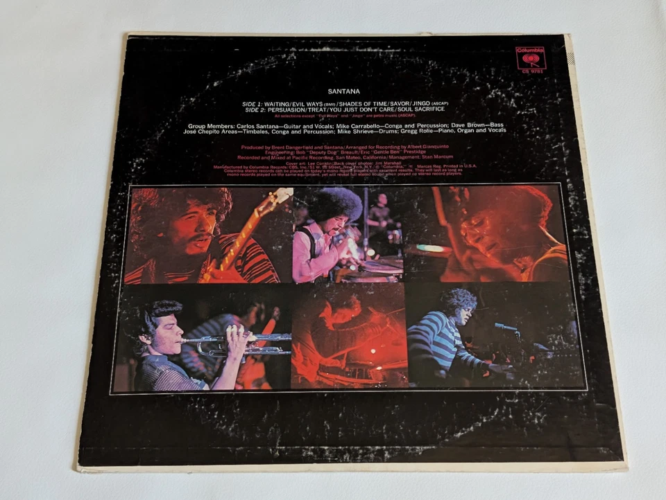 Santana Self-Titled Vintage LP Vinyl 1969 Columbia Record CS-9781 Foto 2 de 4