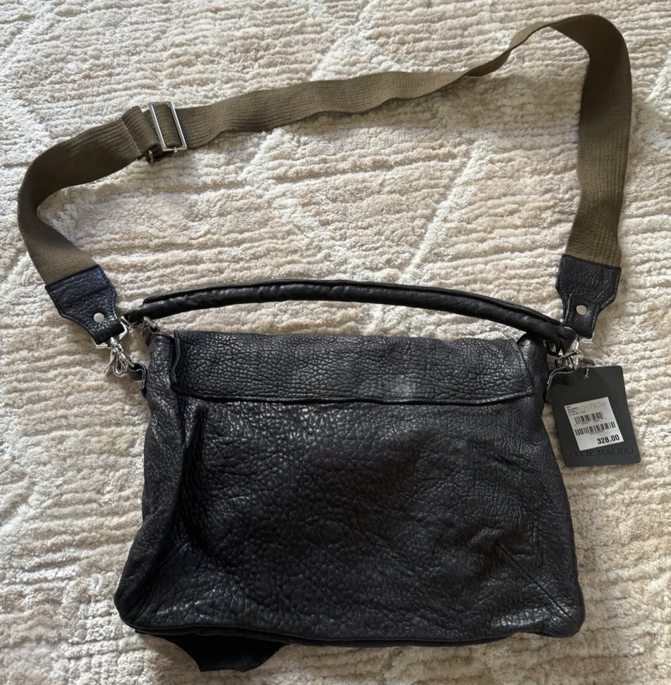 Bolso Mensajero Tylie Malibu Árbol de la Vida Bohemio Cuero Negro y Gris con Correa Foto 4 de 4
