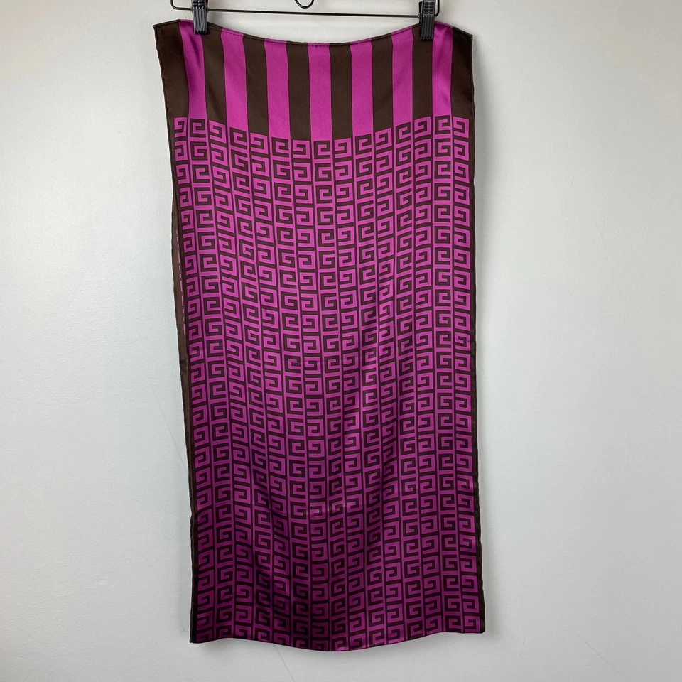 Bufanda chal grande Givenchy púrpura marrón con monograma de seda Foto 4 de 4