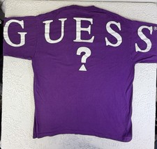 Vtg 80s 90s GUESS Georges Marciano BIG LOGO Shirt Purple MADE IN USA One Size