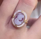 vintage Cameo ring Red agate sterling silver antique jewelry anniversary gift
