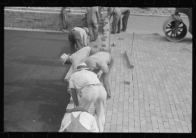 Photo:Central Ohio OH 1938 Road Bricklaying Route 40 Farm Security Workers