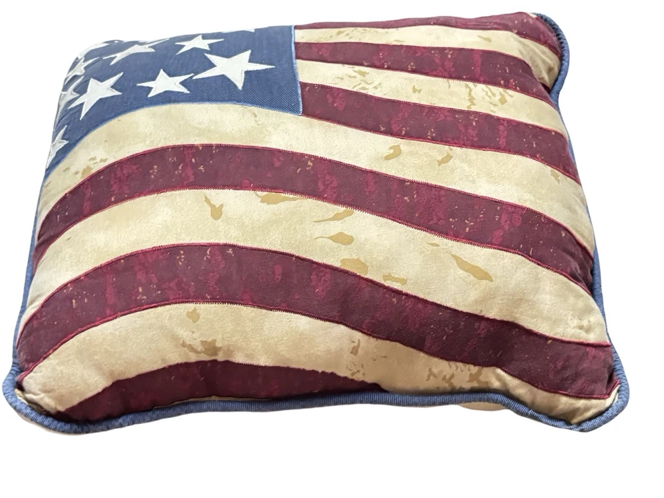 Диванная подушка с американским флагом для дивана квадратная подушка 18 X 18 дюймов американский флаг б/у в отличном состоянии - Изображение 2 из 4
