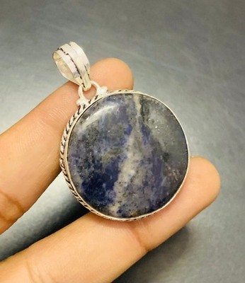 Sodalith Edelstein 925 Sterling Silber Handarbeit Anhänger Schmuck Geschenk für Sie
