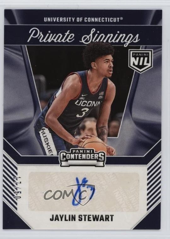 2024-25 Panini University of Connecticut Holo 17/50 Jaylin Stewart #JS Auto 6j0