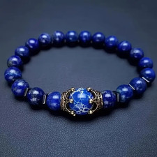Lapis Lazuli Bracelet 8mm Round Healing Crystal Gemstone Beaded Stretch Bracelet